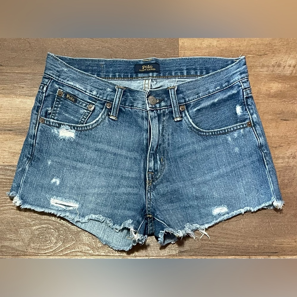 Polo by Ralph Lauren Distressed Blue Denim Cutoff Shorts